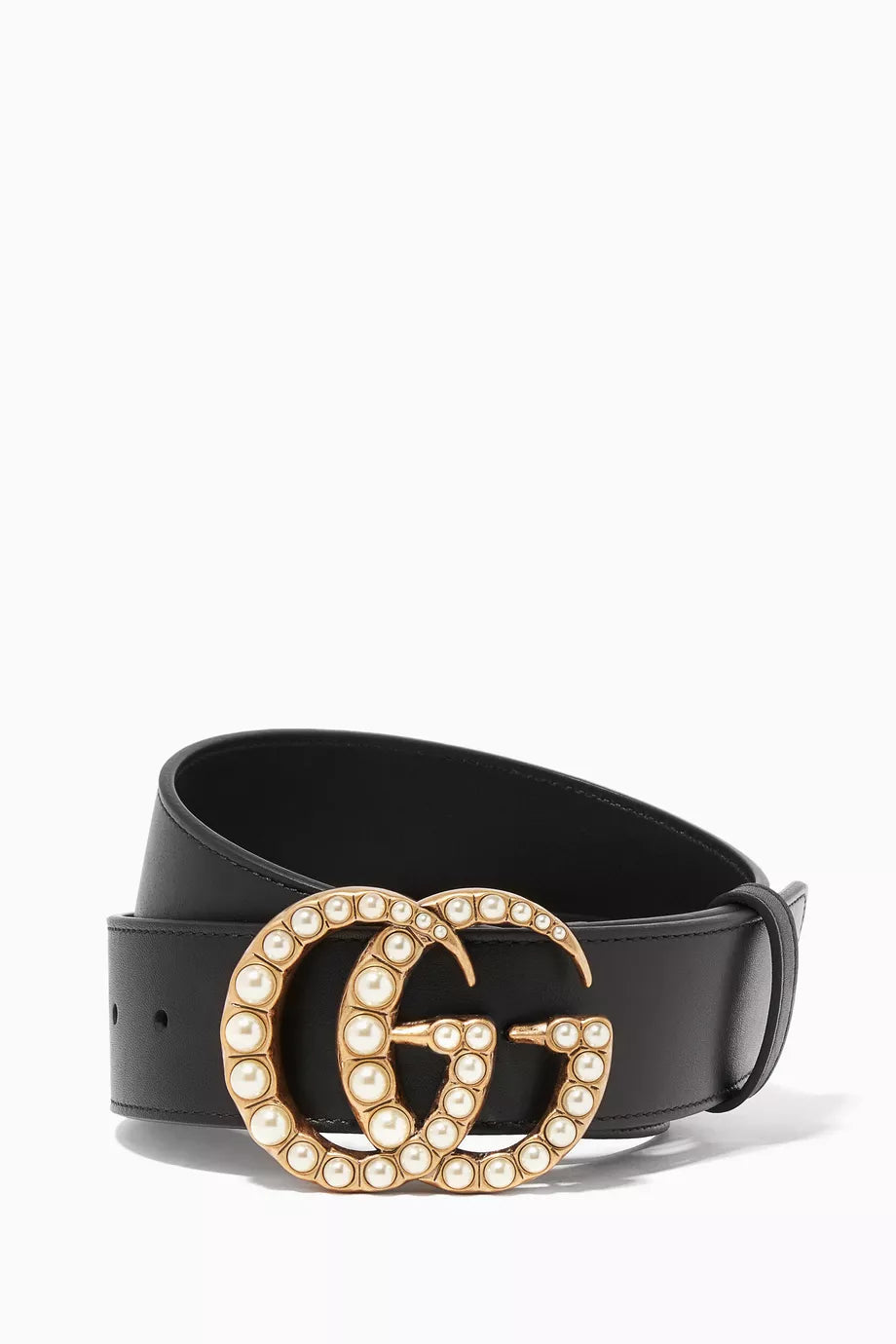 Black GG Leather Belt