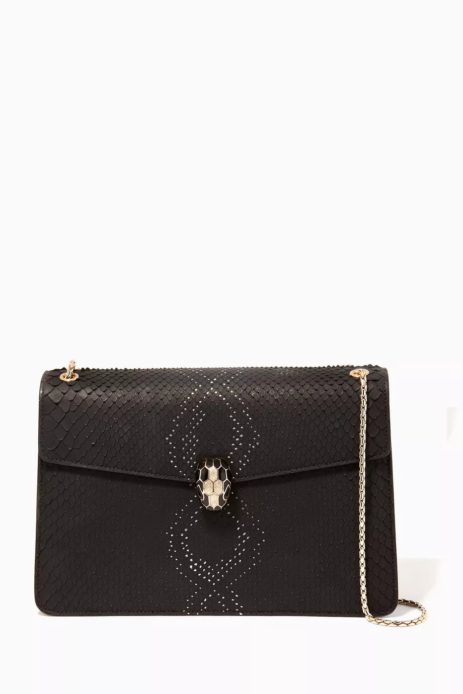 Black Serpenti Forever Python Leather Shoulder Bag