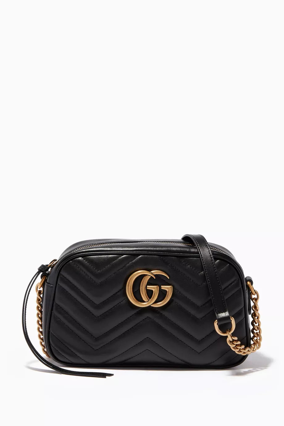 Black Leather Small GG Marmont Shoulder Bag