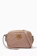 Beige Mini GG Marmont Camera Cross-Body Bag