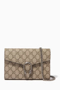 Beige Dionysus GG Supreme Chain Wallet