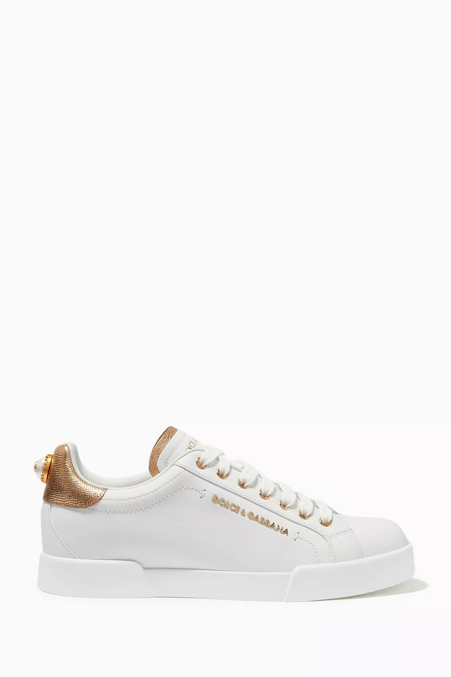 Pearl-Detail Portofino Sneakers in Calf Leather
