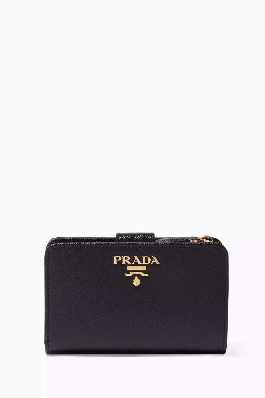 Black Saffiano-Leather Zip-Around Wallet