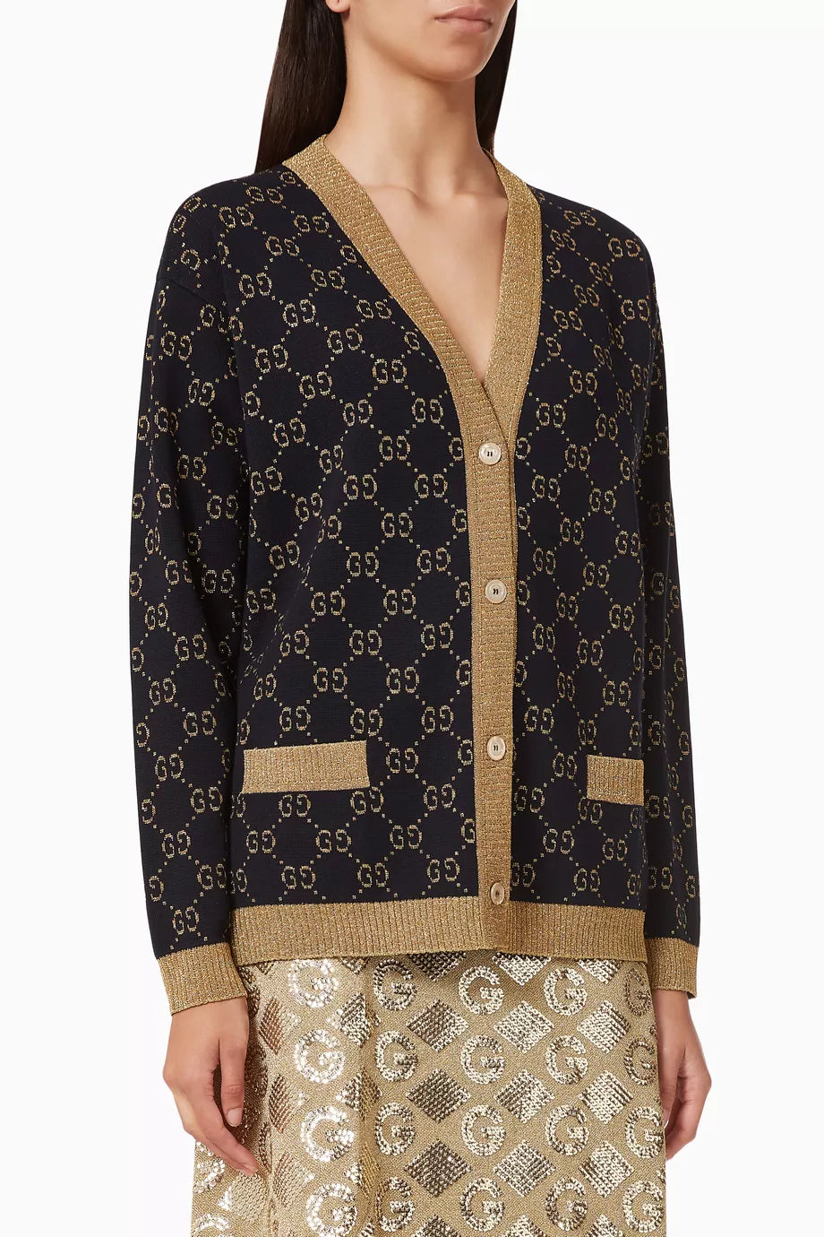 Cardigan in GG Cotton Lamé