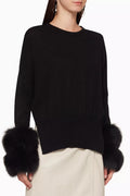 Fur-Trimmed Wool Sweater