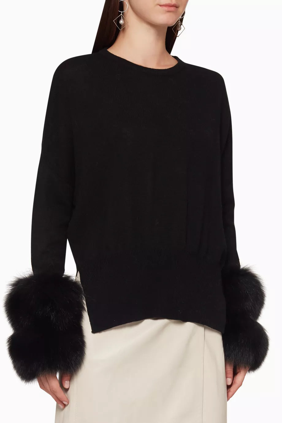 Fur-Trimmed Wool Sweater