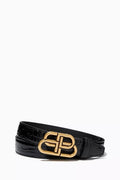 BB Thin Belt in Crocodile Embossed Calfskin