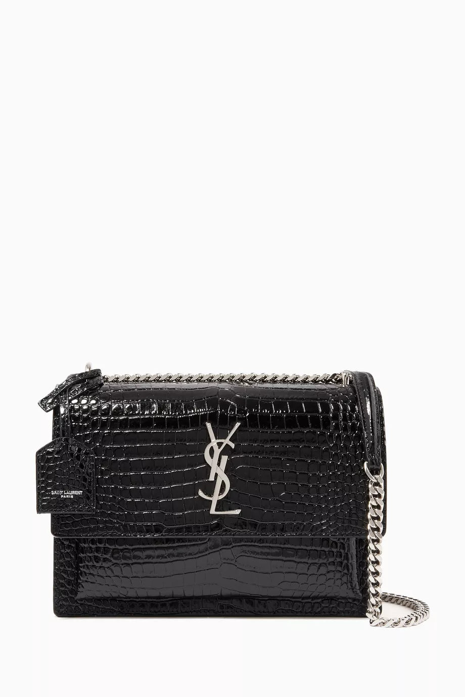 Medium Sunset Bag in Crocodile Embossed Shiny Leather