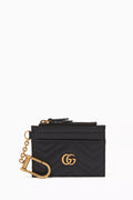 GG Marmont Keychain Wallet in Matelassé Leather