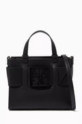 Logo Plaque Tote in Faux Leather