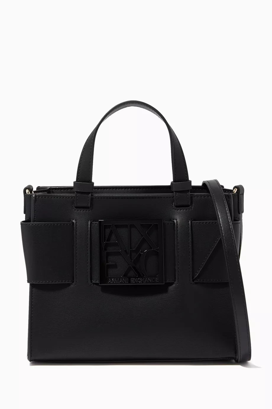 Logo Plaque Tote in Faux Leather