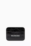 Cash Card Holder in Shiny Crocodile Embossed Calfskin