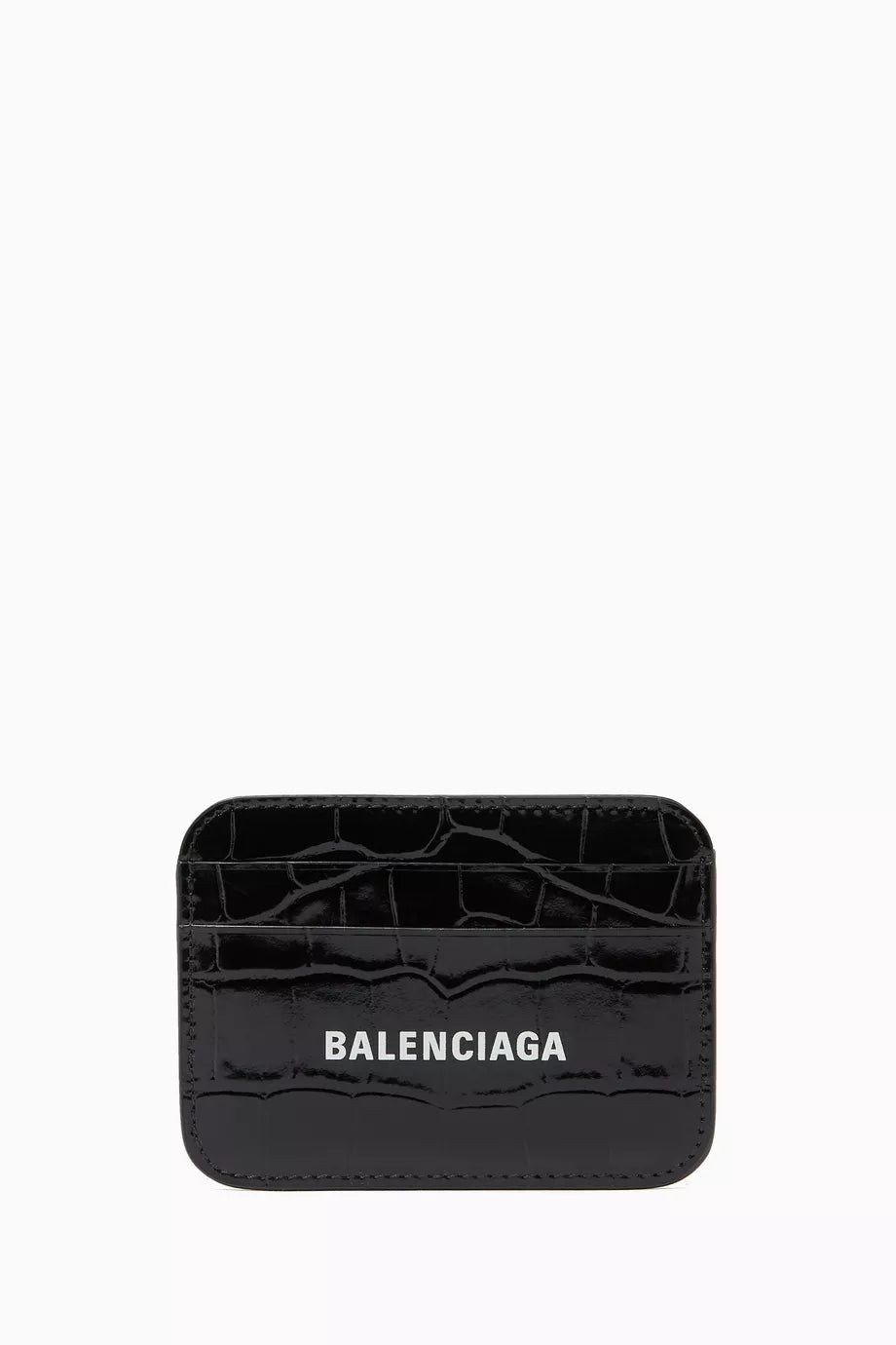 Cash Card Holder in Shiny Crocodile Embossed Calfskin