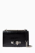 Jewelled Satchel in Croc Embossed Calfskin