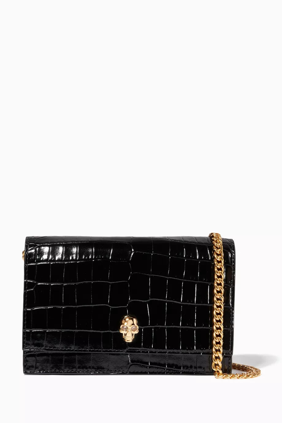 Mini Skull Bag in Croc-embossed Calfskin