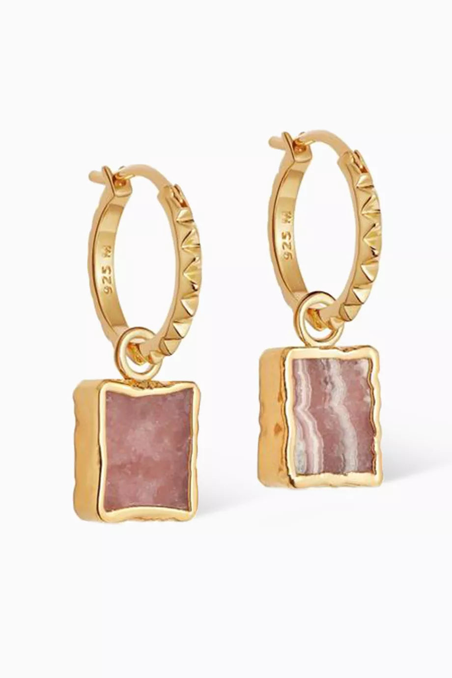 Mini Pyramid Charm Hoop Earrings in 18ct Gold Vermeil on Sterling Silver