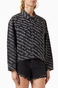 Falling Back Logo Jacket in Denim