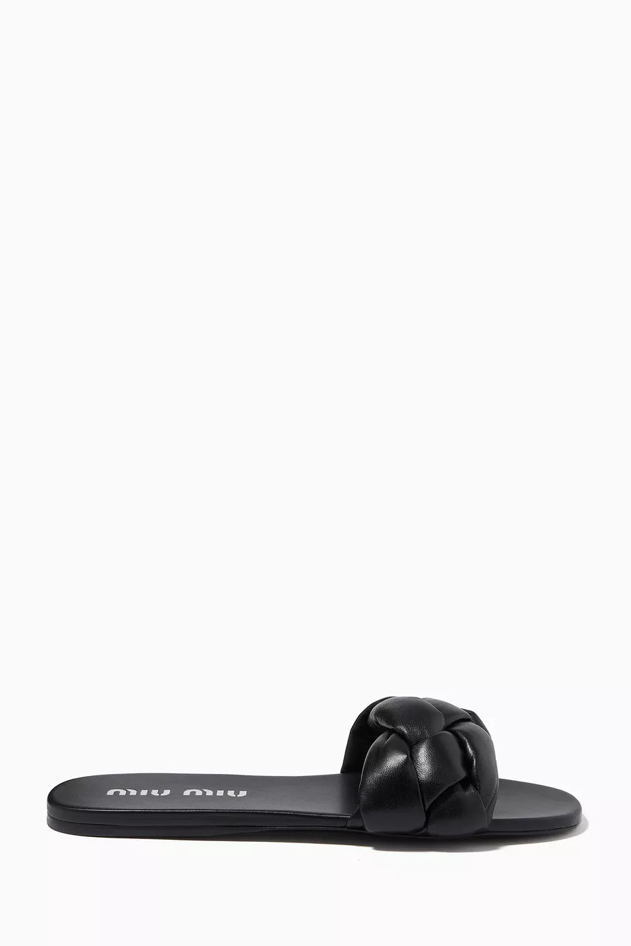 Intrecciato Flat Slides in Leather