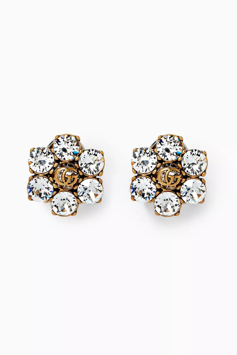 Double GG Clip Earrings with Crystals