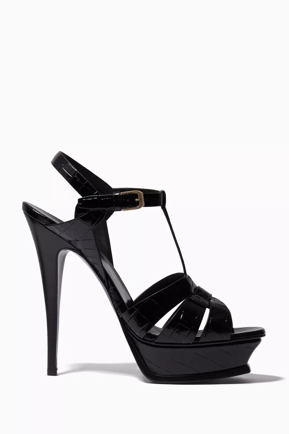 Tribute 150 Platform Sandals in Patent Croc-Embossed Leather