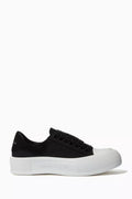 Deck Lace Up Plimsolls in Canvas