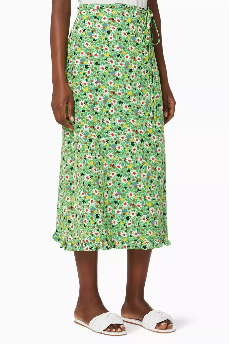 Botanical Marocain Silk Midi Skirt