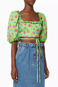 Floral Silk Crêpe Cropped Top