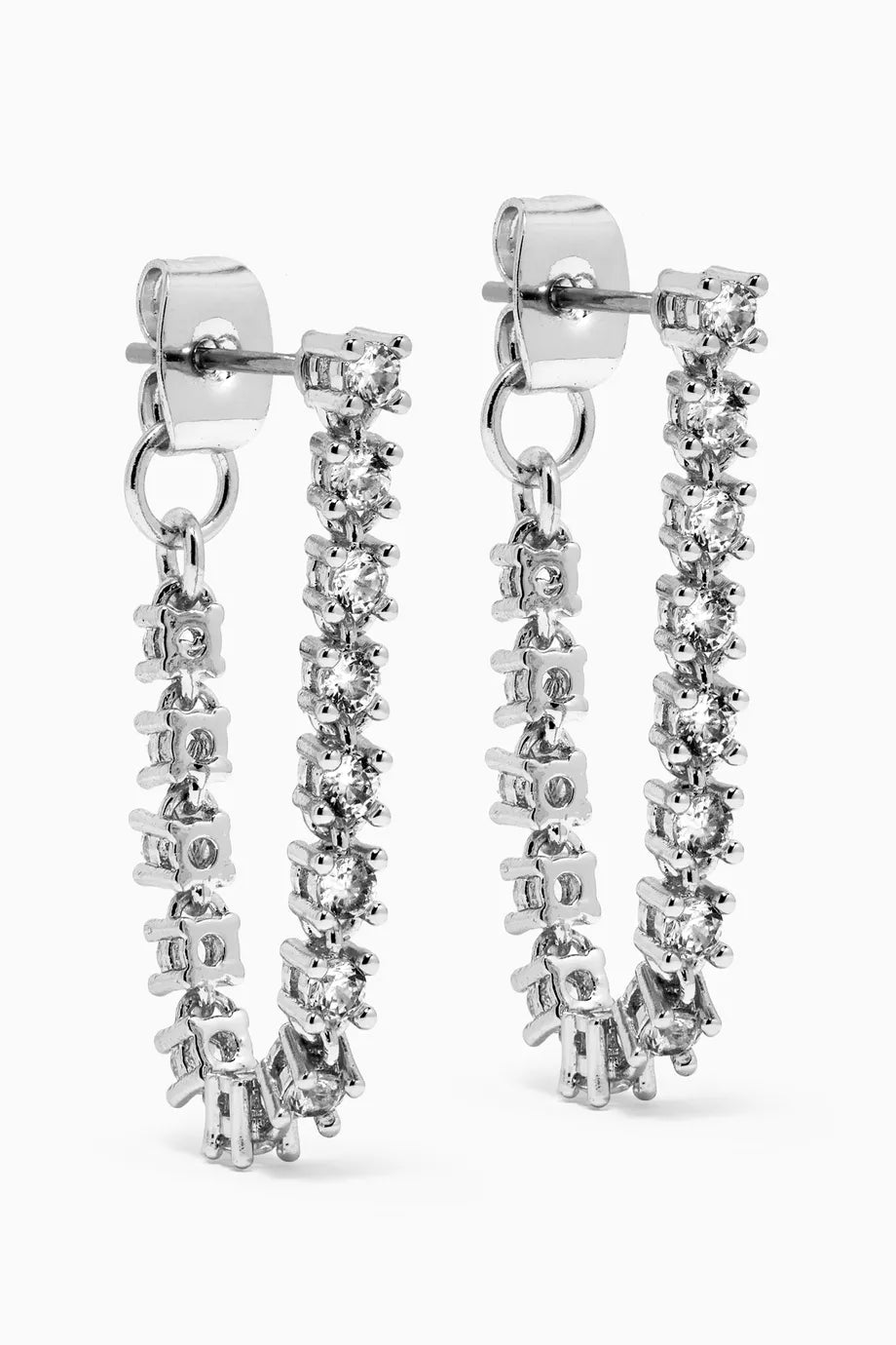 Ballier Chain Stud Earrings in Silver-plated Brass