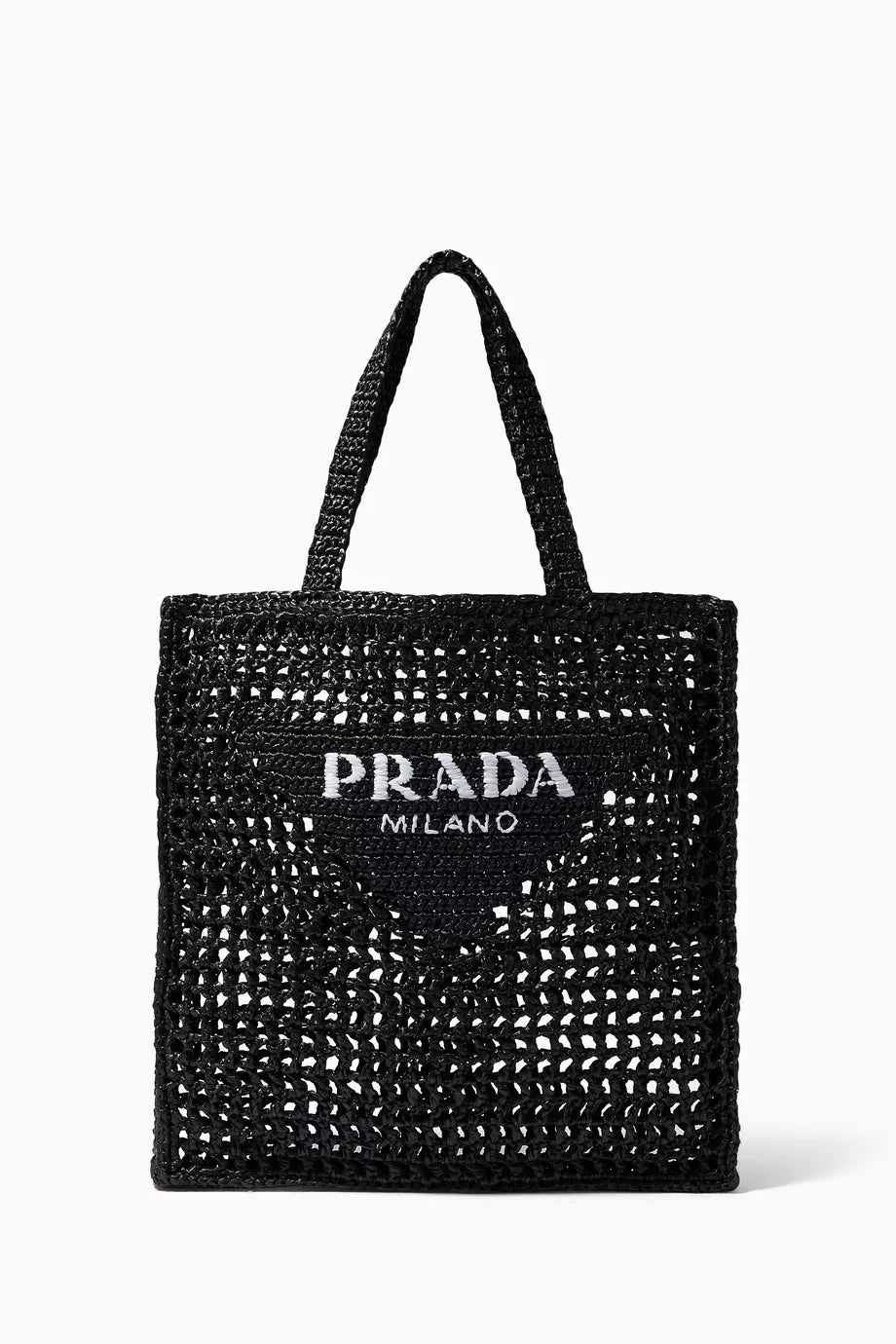 Logo Tote Bag in Raffia