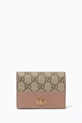 GG Marmont Card Case Wallet in Leather & GG Supreme Canvas