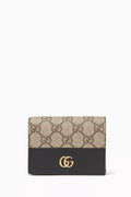 GG Marmont Card Case Wallet in Leather & GG Supreme Canvas