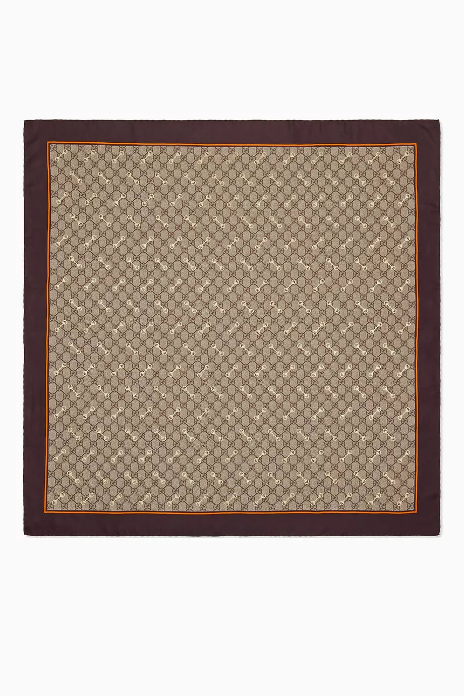 GG & Horsebit Print Scarf in Silk