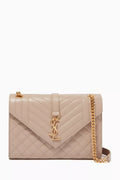 Medium Envelope Shoulder Bag in Mix Matelassé Grain de Poudre Embossed Leather