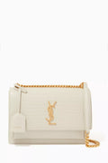 Medium Sunset Bag in Croc-embossed Shiny Leather