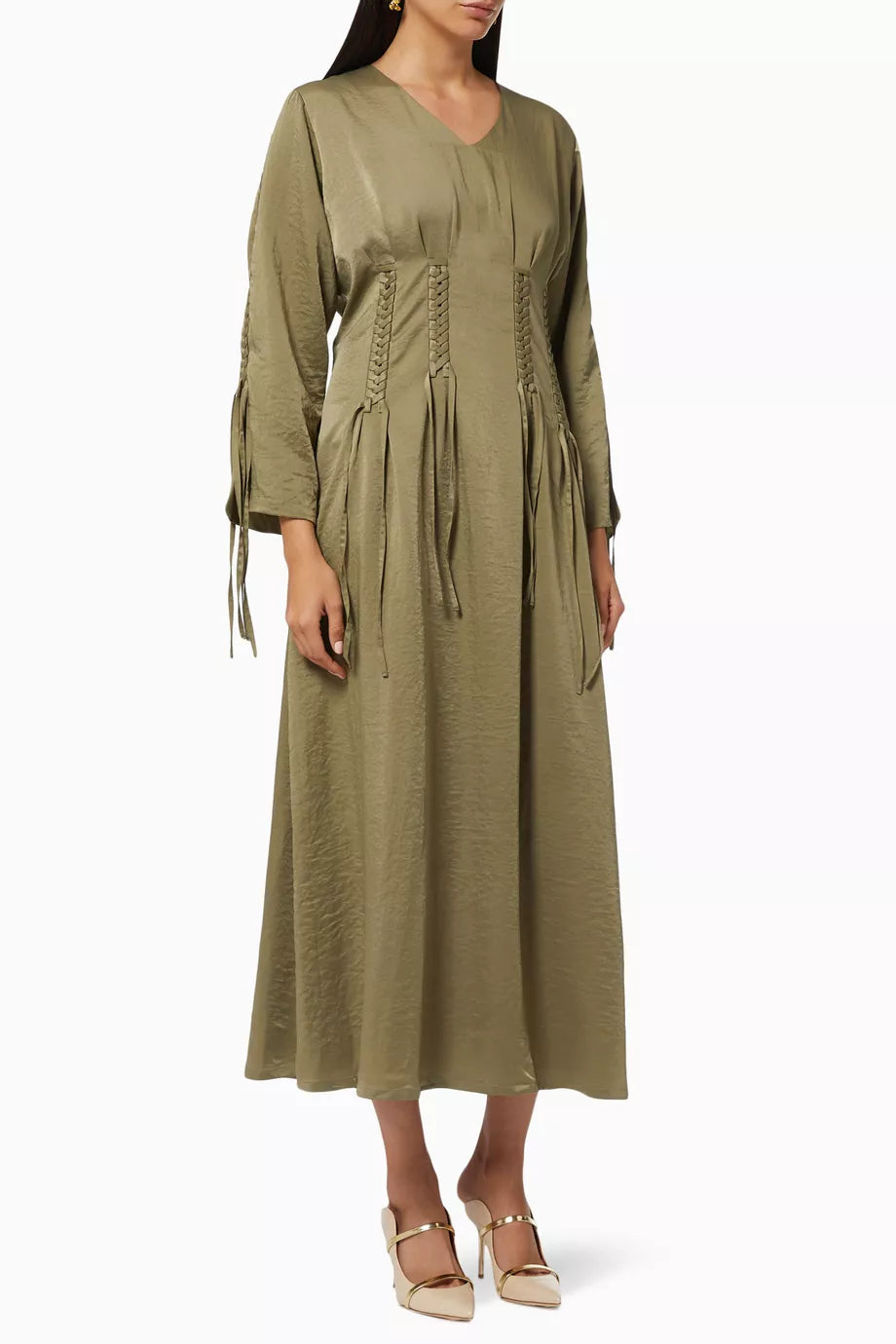 Braided Dress in Satin