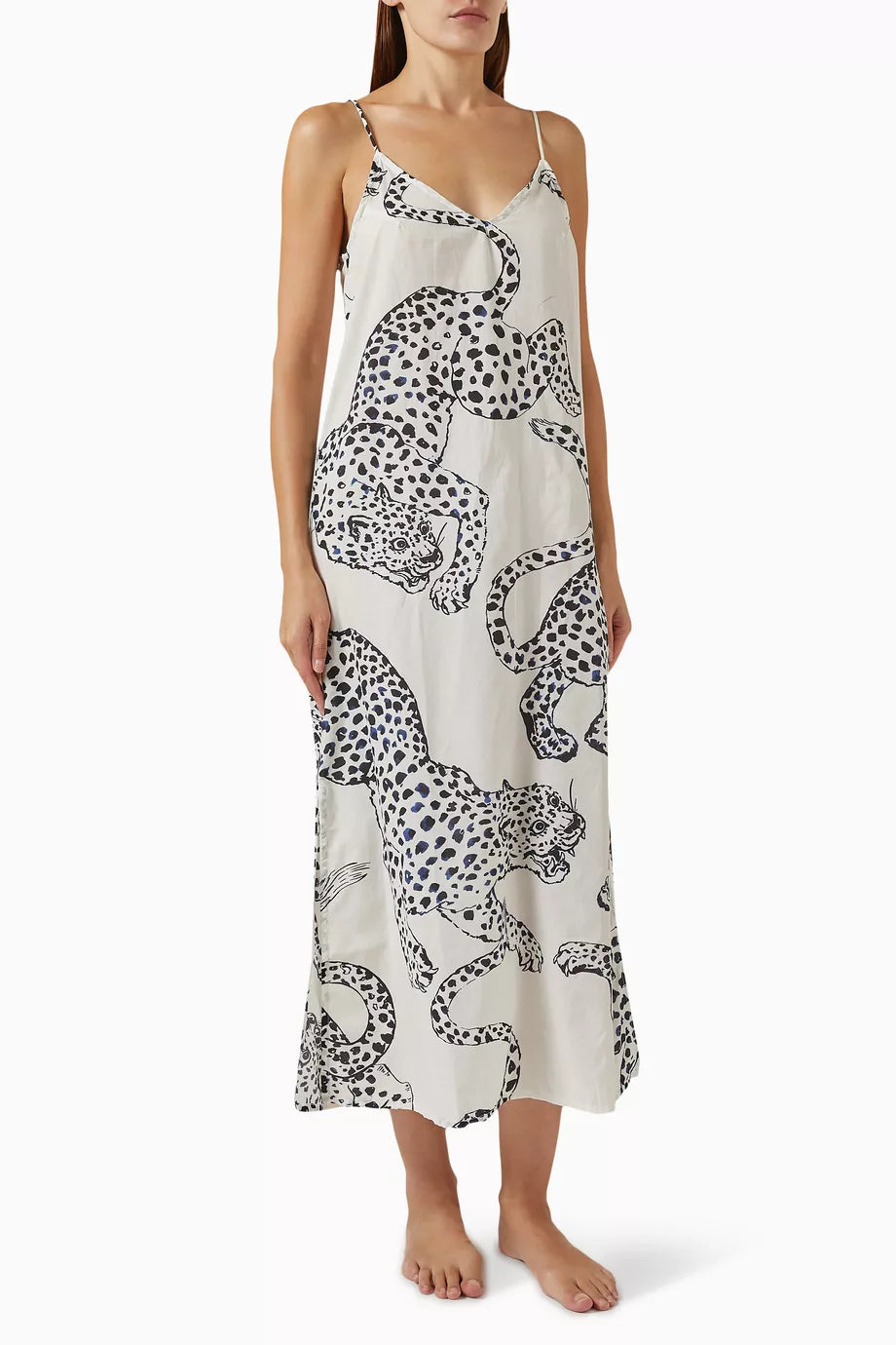 Jag-print Slip Nightie in Cotton