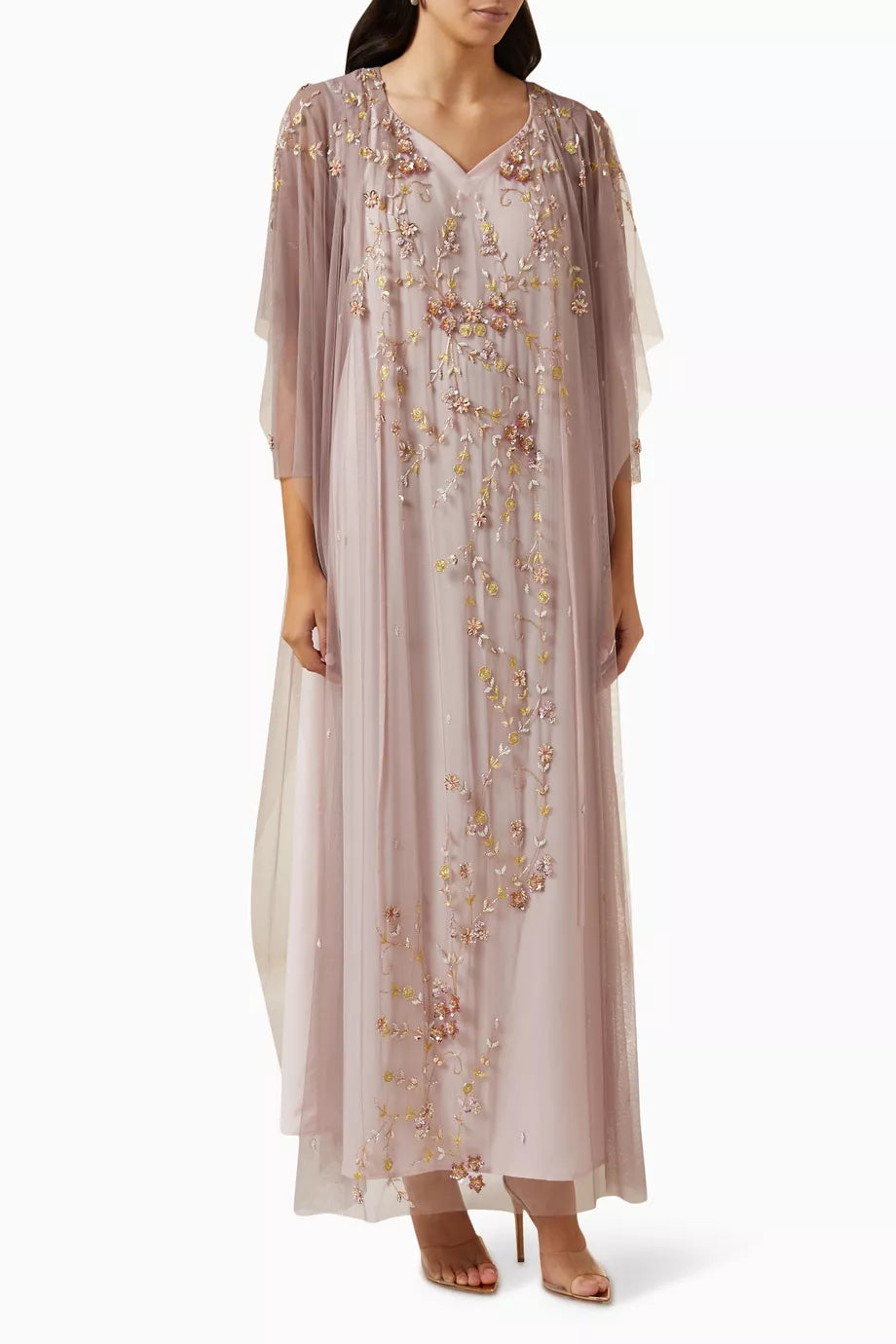Foral Embroidered Kaftan in Chiffon