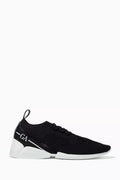 Lace-up Sneakers in Knit Mesh & Melange Leather