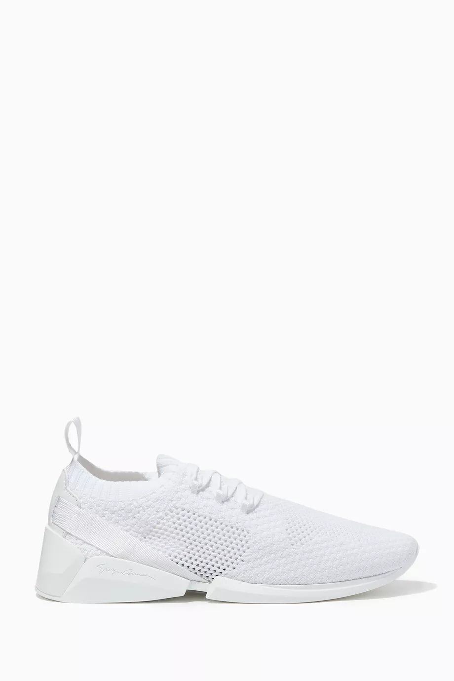 Lace-up Sneakers in Knit Mesh & Melange Leather