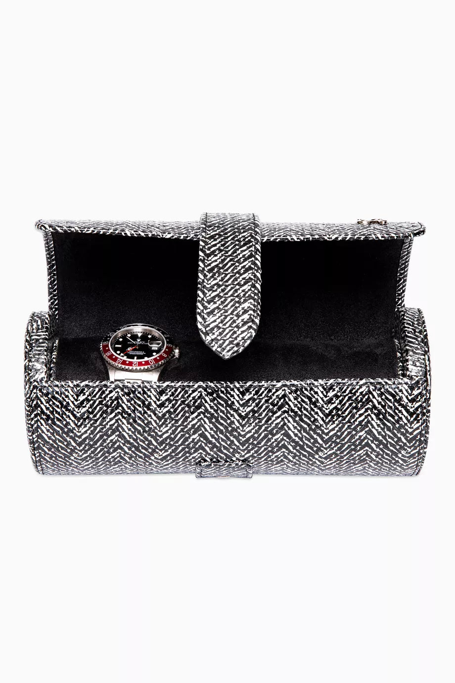 Marlow Three Watch Roll in Snakeskin-embossed Leather