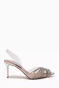 Gatsby 75 Crystal-embellished Slingback Pumps in PVC & Leather