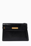 Manhattan Shoulder Bag in Crocodile-embossed Shiny Leather
