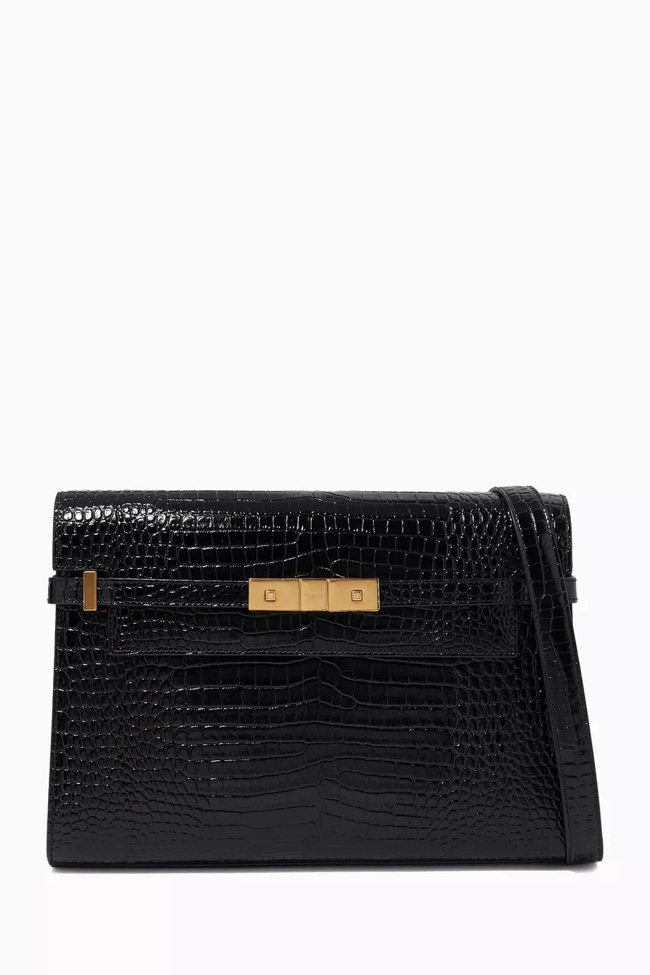 Manhattan Shoulder Bag in Crocodile-embossed Shiny Leather