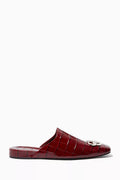 Cozy BB Mules in Crocodile Embossed Calfskin