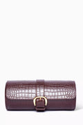 Brompton Three Watch Roll in Croc-Effect Leather