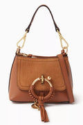 Mini Joan Shoulder Bag in Grained Calfskin & Suede