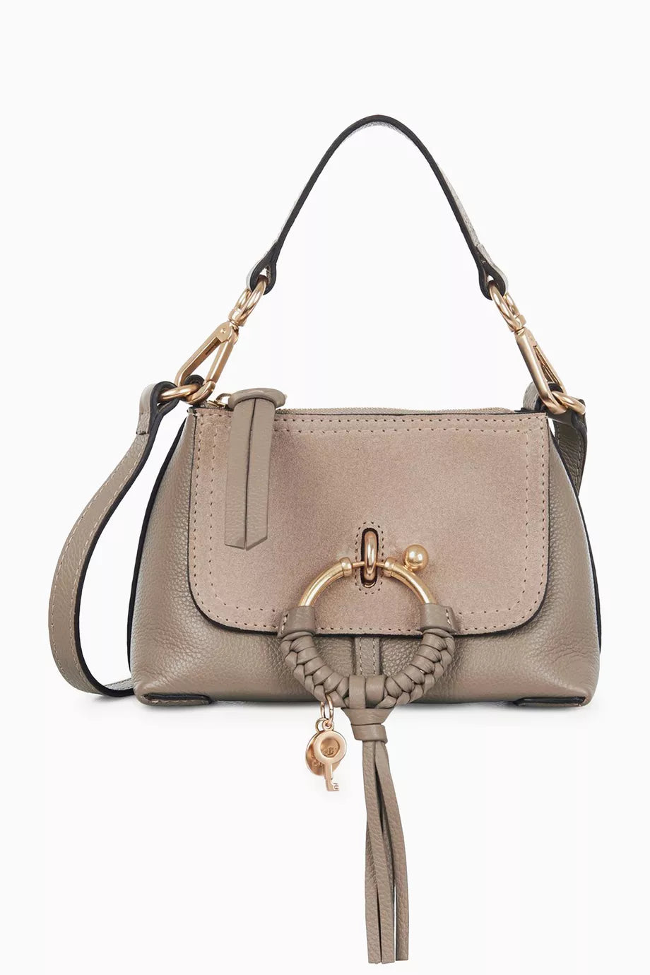 Mini Joan Shoulder Bag in Grained Calfskin & Suede