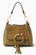 Mini Joan Shoulder Bag in Grained Calfskin & Suede