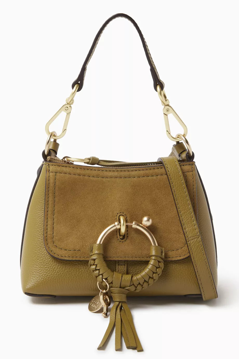 Mini Joan Shoulder Bag in Grained Calfskin & Suede