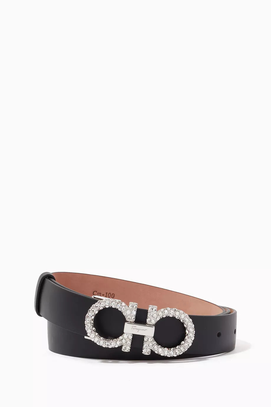 Embellished Gancini Belt in Leather
